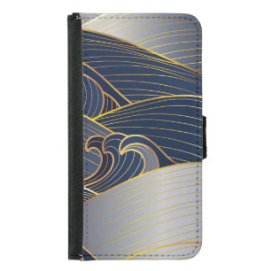 Gold Wave Lines, Abstract Vintage. Samsung Galaxy S5 Wallet Case