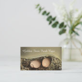 Gold wave, nest with brown eggs photo business card (Standing Front)