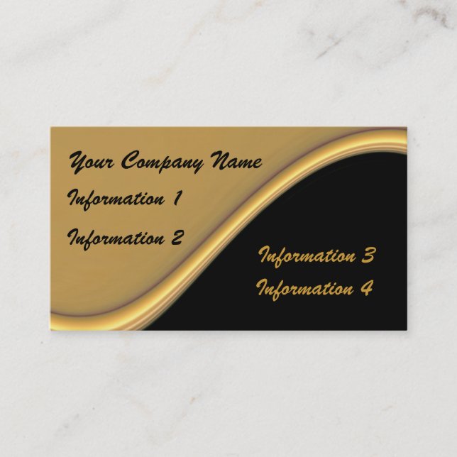 Gold Wave On Black Business Cards (Front)