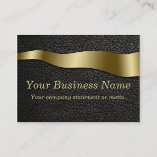 Gold Wave on Black Leather Business Card