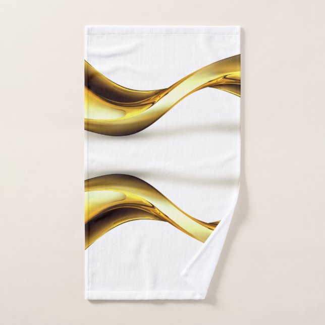 Gold Wave on White Pretty Hand Towel (Hand Towel)