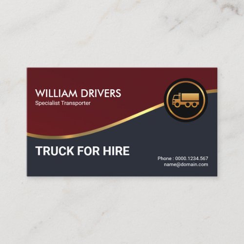 Gold Wave Professional Red Grey Truck Driver Business Card