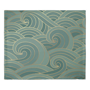 Gold Wave: Traditional Oriental Luxury Duvet Cover