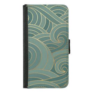 Gold Wave: Traditional Oriental Luxury Samsung Galaxy S5 Wallet Case