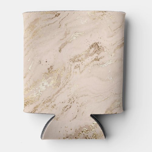 Gold Waves Abstract Marble Can Cooler