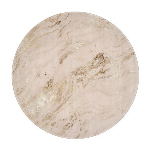 Gold Waves: Abstract Marble Cutting Board