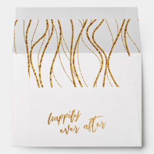 Gold Waves White Casual Handwriting Happily Ever A Envelope