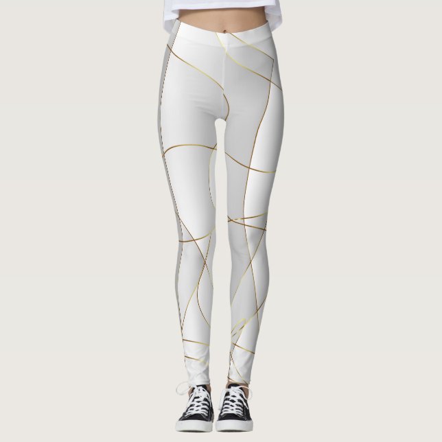Gold Wavy Lines Leggings (Front)