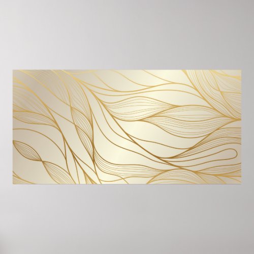 Gold wavy pattern Luxurious golden linear ornamen Poster