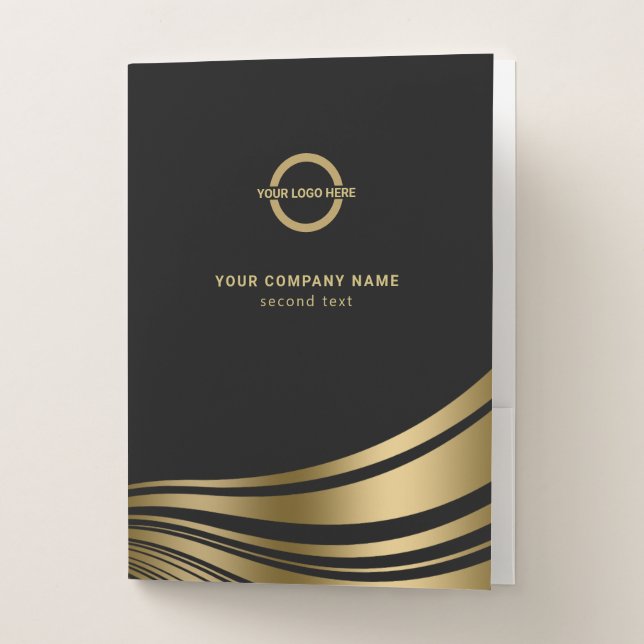 Gold Wavy Stripes  Pocket Folder (Front)