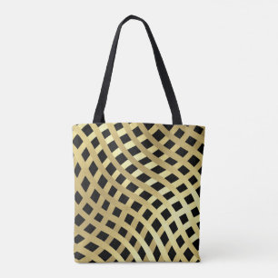 Gold Wavy Weave Pattern over Any Color Tote Bag