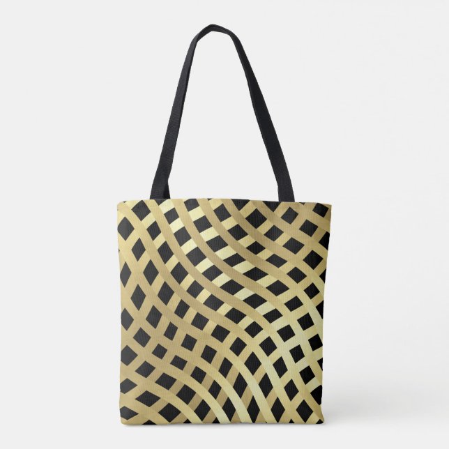 Gold Wavy Weave Pattern over Any Color Tote Bag (Back)