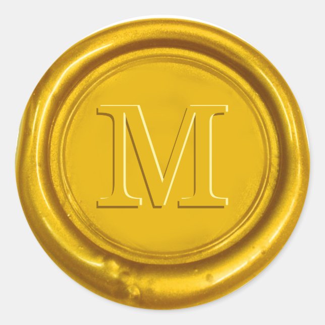 Gold Wax Seal Bold Initial Monogram Wedding Favor (Front)