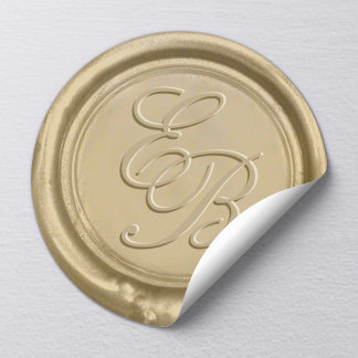 Gold Wax Seal Monogram Initials Wedding Stickers
