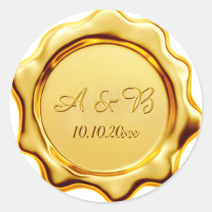 Gold Wax Seal Monogram Wedding Engagement Sticker