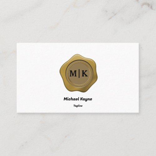 Gold Wax Seal on Black  White Business Card