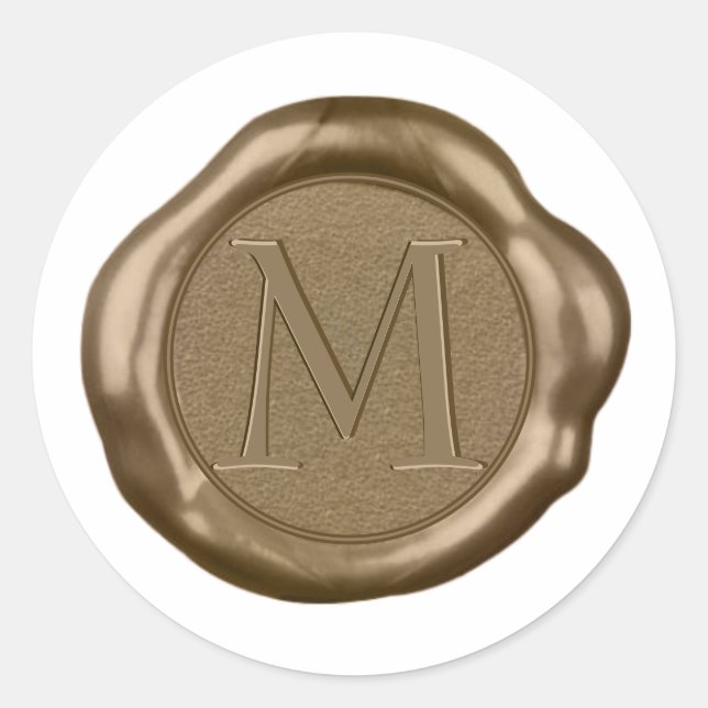 Gold Wax seal Sticker monogram, (Front)