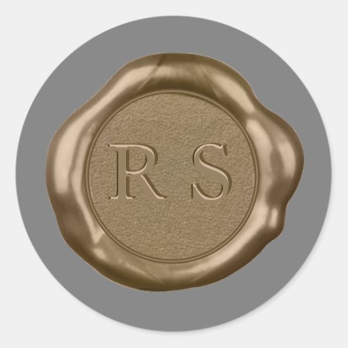 Gold Wax seal Sticker monogram on grey