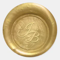 Monogram Date Antique Gold Wax Seal Sticker