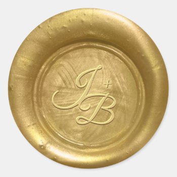 Gold Wax Seal Stickers Initials Wedding Envelope by Raphaela_Wilson at Zazzle