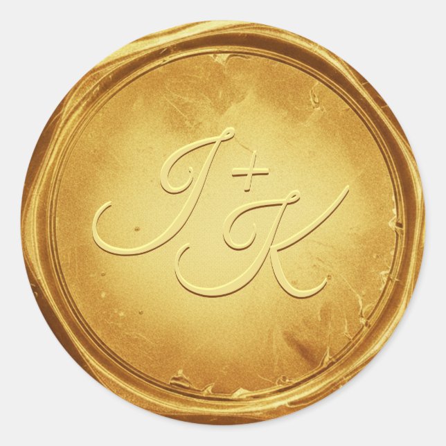 Gold Wax Seal Stickers Initials Wedding Envelope (Front)