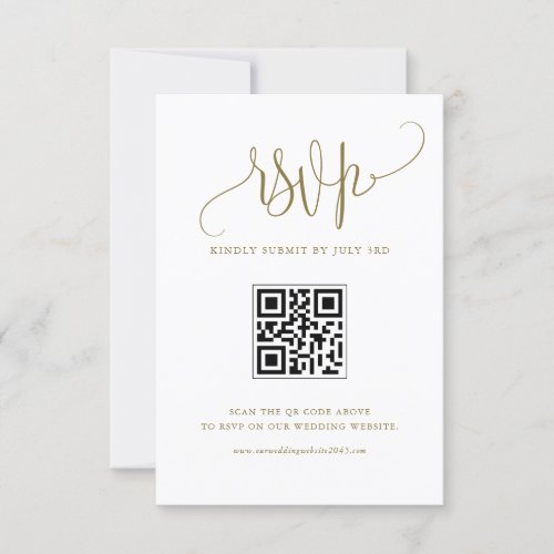 Gold We Do Modern Calligraphy Wedding QR Code RSVP Card