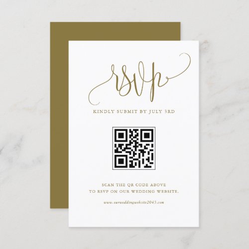 Gold We Do Modern Calligraphy Wedding QR Code RSVP Card