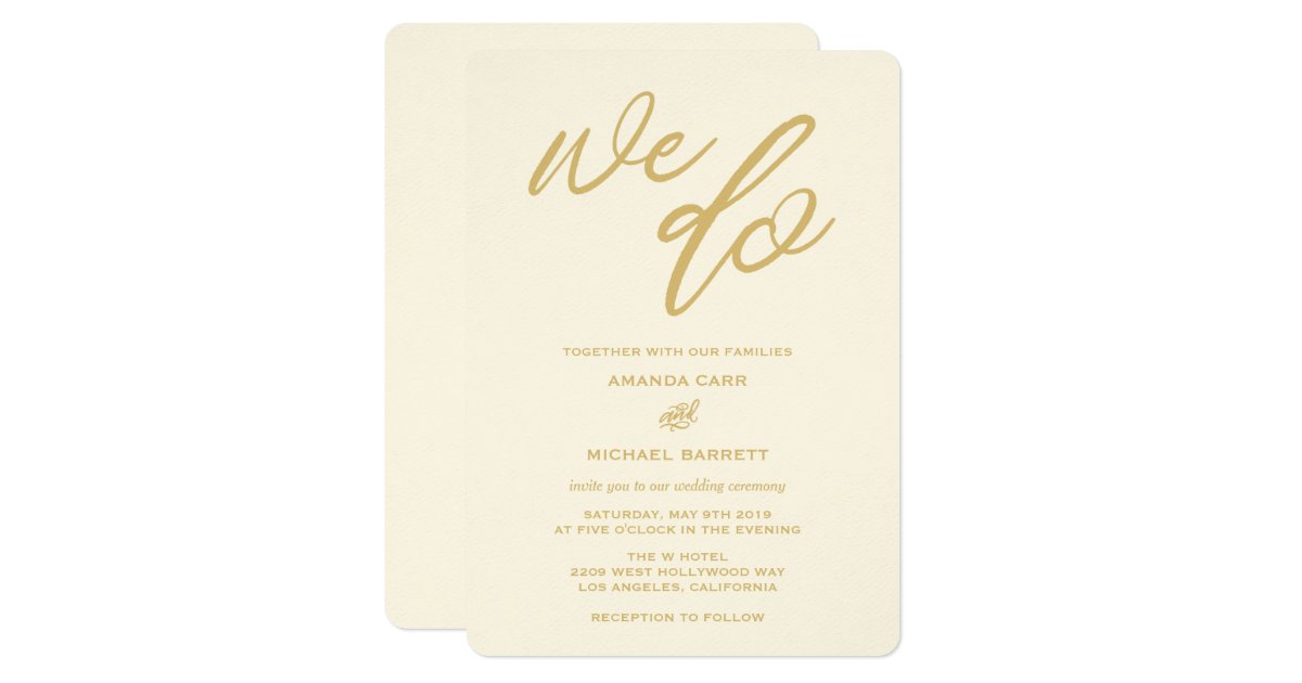 Gold We Do Script Beach Wedding Invitation Zazzle Com