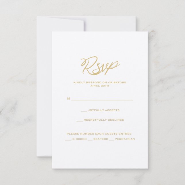 Gold We Do Script Wedding Reception Menu RSVP Card (Front)