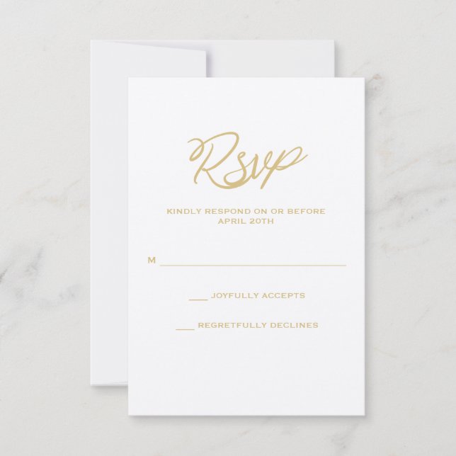 Gold We Do Script Wedding RSVP Card (Front)