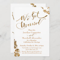 Gold We Got Married with Botanicals on White