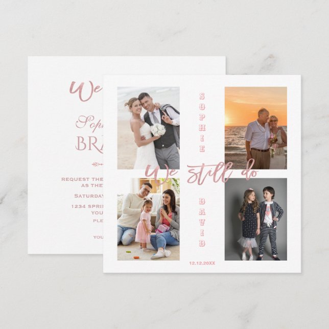 Gold We Still Do Renew the Vows Photo Collage Invitation (Front/Back)