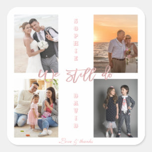 Gold We Still Do Renew the Vows Photo Collage Square Sticker