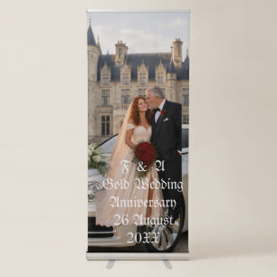 Gold Wedding 50th Anniversary Couple Photo Kiss Retractable Banner