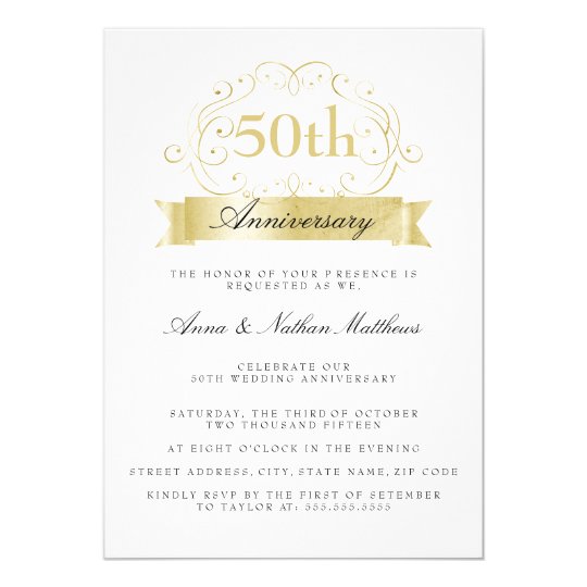 Gold Wedding 50th Anniversary Invitations | Zazzle.com