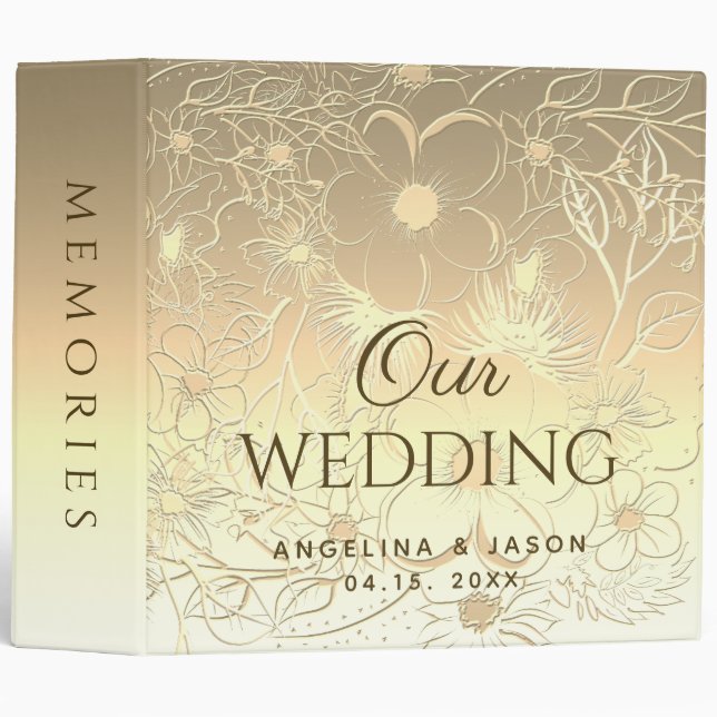 Gold Wedding Album 3 Ring Binder (Front/Spine)