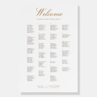 Gold Wedding Alphabetical Seating Chart Foam Board