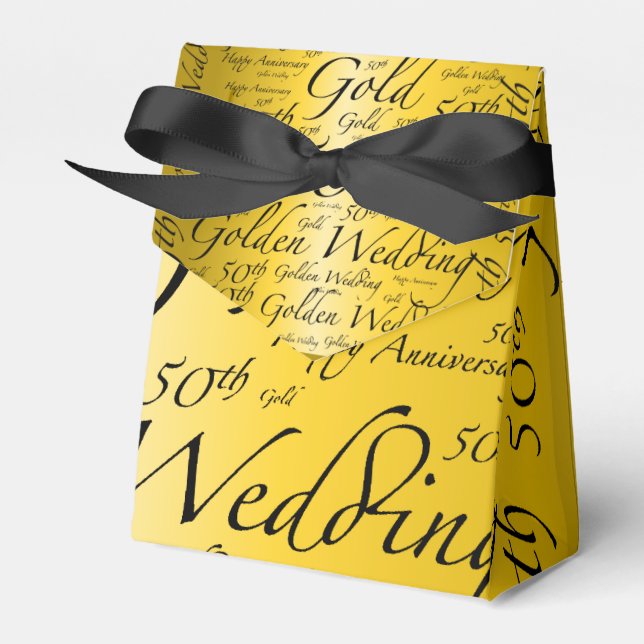 Gold Wedding Anniversary Favor Boxes (Front Side)