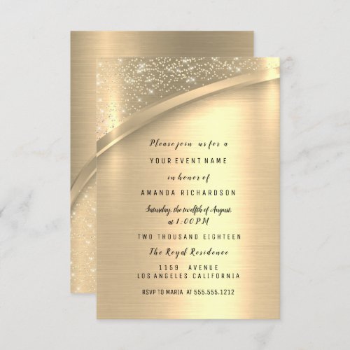 Gold  Wedding Anniversary Glitter Bridal Invitation