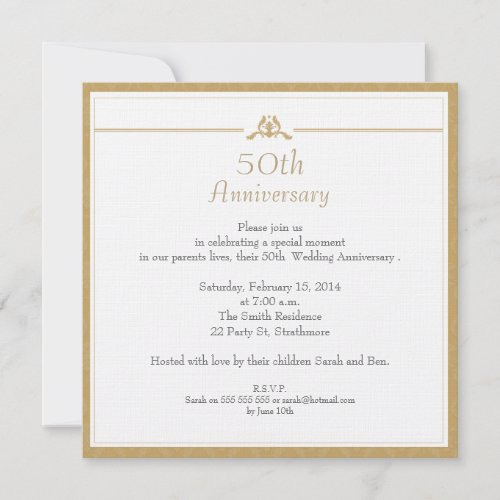 Gold Wedding Anniversary Invitation