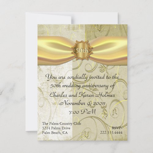 Gold Wedding Anniversary Invitation