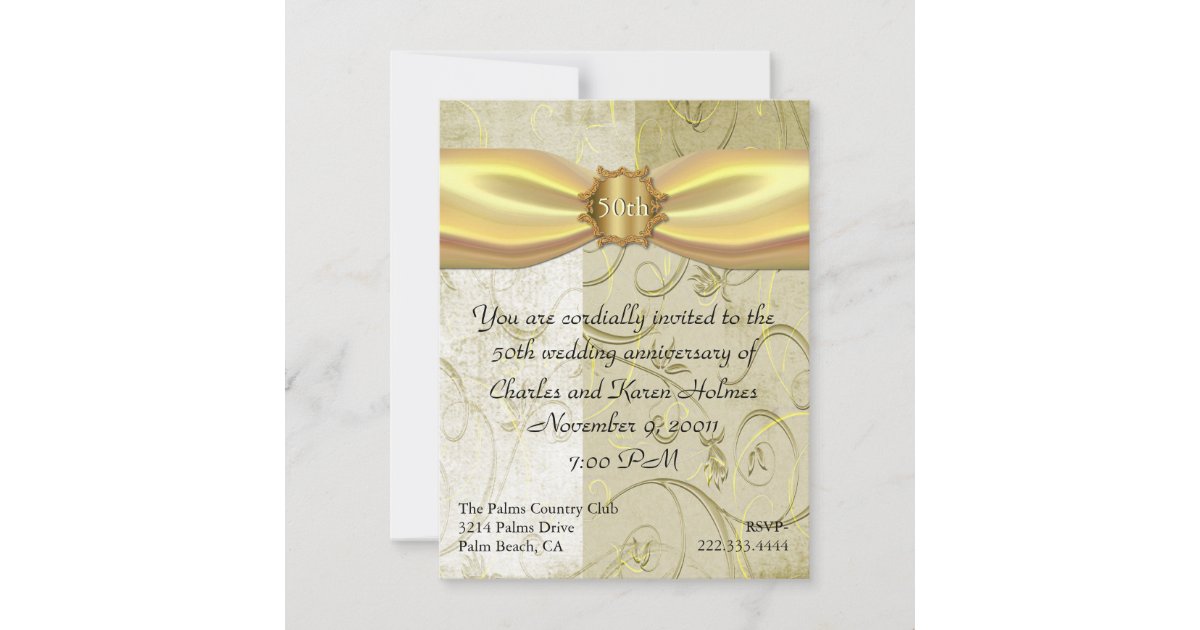 Gold Wedding Anniversary Invitation Zazzle