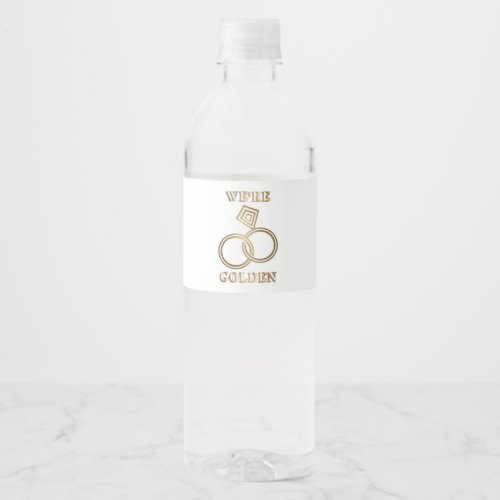 Gold Wedding Anniversary Romantic Gold Rings Water Bottle Label