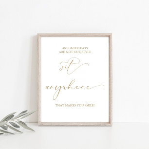 Gold Wedding Assigned Seats Are Not Our Style Pedestal Sign