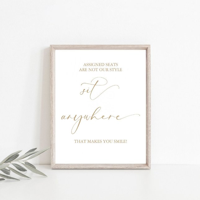 Gold Wedding Assigned Seats Are Not Our Style Pedestal Sign (Creator Uploaded)