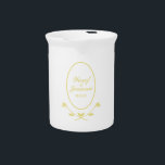 Gold Wedding Beverage Pitcher<br><div class="desc">Create a personalized wedding pitcher. Features a rose design in gold along with the name of the wedding couple and the date of the wedding. Just change the text to fit your needs. Use the template to personalize.</div>