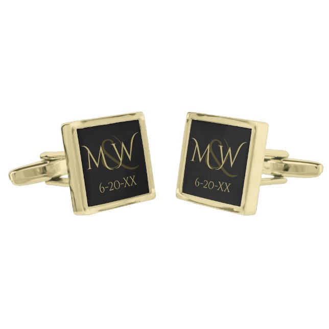 Gold Wedding Cufflinks for Groom (Angled)