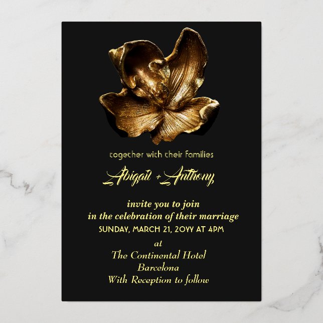 Gold Wedding Design Foil Invitation (Front)