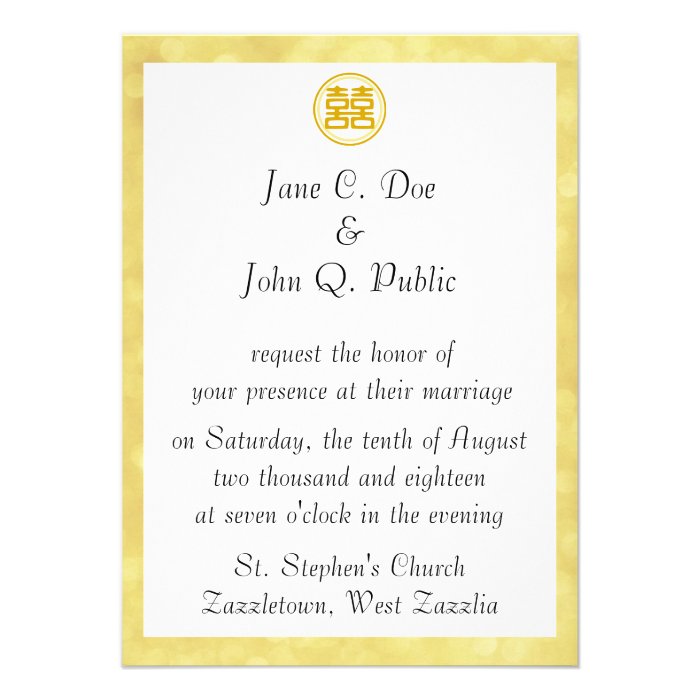 Gold Wedding • Double Happiness • Round Custom Invites