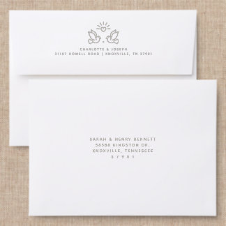Gold Wedding Doves Addressed Envelopes